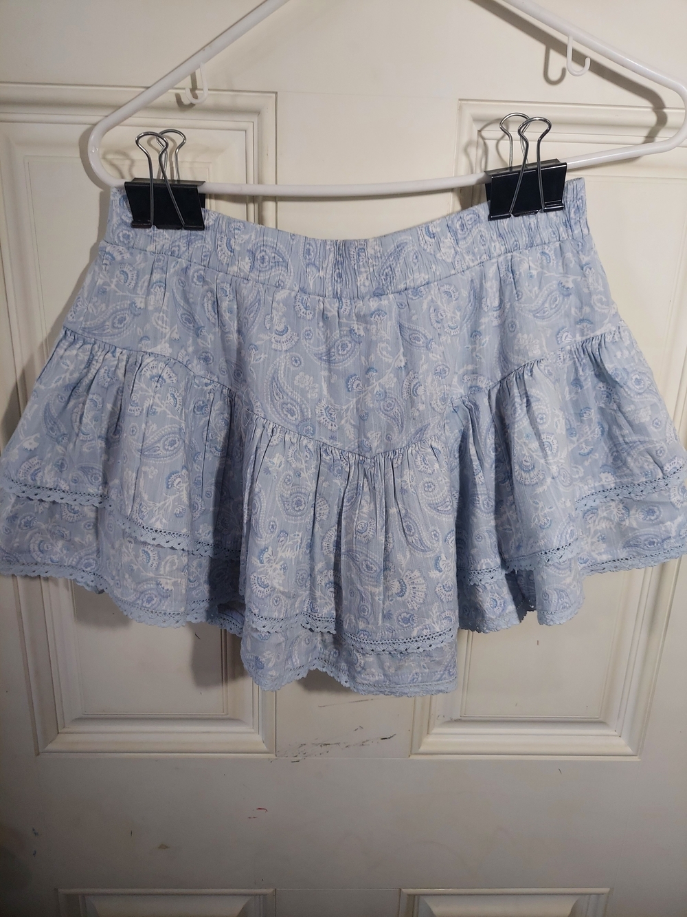 BP. Light Blue Paisley Mini Skirt with Shorts And White Accents